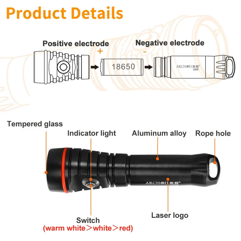 ARCHON C15VP Tauchvideolicht 1300 Lumen 5500K – Dive & Wear